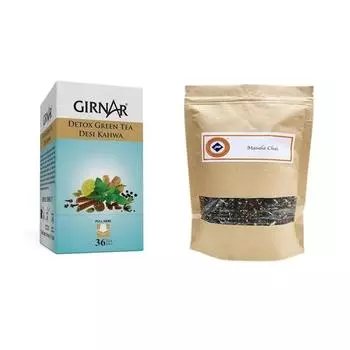 Зеленый чай Girnar Detox (36 чайных пакетиков) + Масала-чай Джоти Бена 250 г I Усилитель иммунитета, помогает при простуде и кашле I КОМБО ДИВАЛИ