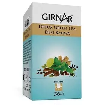 Зеленый чай Girnar Detox - Desi Kahwa | 36 чайных пакетиков в каждой упаковке | Упаковка из 5 штук + зеленый Ilayachi 25 г