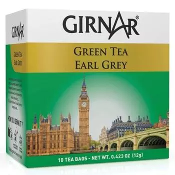 Зеленый чай Girnar Earl Grey (10 чайных пакетиков)