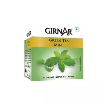 Зеленый чай Girnar в пакетиках с натуральным вкусом мяты (10 чайных пакетиков)
