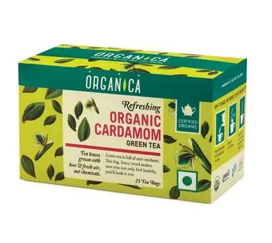 Зеленый чай с Кардамоном (25 пак), Organic Cardamom Green Tea, Organica