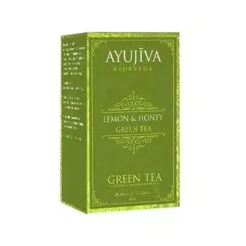 Зеленый чай с Лимоном и Медом (20 пак, 40 г), Green Tea with Lemon Honey 20 Bags, Ayujiva Ayurveda