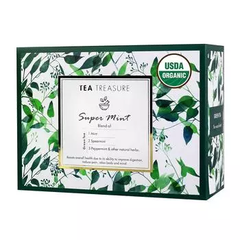 Зеленый чай с Мятой (18 пак, 2 г), Super Mint Green Tea, Tea Treasure