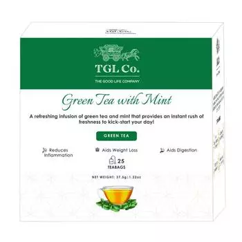 Зеленый чай с Мятой (25 пак, 1,5 г), Green Tea with Mint, TGL Co.