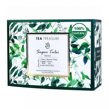 Зеленый чай с Тулси (18 пак, 2 г), Super Tulsi Green Tea, Tea Treasure