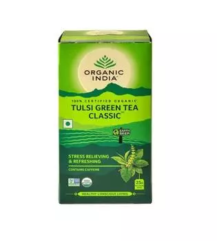 Зеленый чай с Тулси (25 пак, 1.74 г), Tulsi Green Tea Classic, Organic India