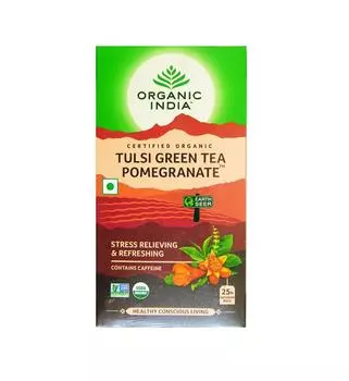 Зеленый чай с Тулси и Гранатом (25 пак, 2 г), Tulsi Green Tea Pomegranate, Organic India