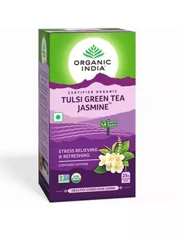 Зеленый чай с Тулси и Жасмином (25 пак, 1.8 г), Tulsi Green Tea Jasmine, Organic India