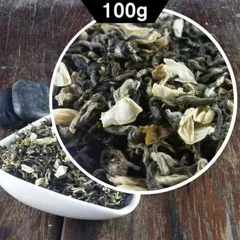 Зеленый чай с жасмином 2023 Жасминовый китайский зеленый чай с натуральными цветами 100г