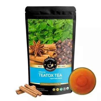 Зеленый чай Teacurry Teatox (Упаковка на 1 месяц, 100 грамм россыпью) - Помогает очистить печень, здоровье кишечника, обмен веществ - Teatox Tea 100 г