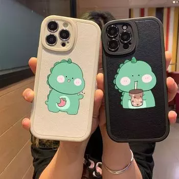 Зеленый чехол для телефона с изображением маленьких динозавров Apple Iphone 13 14 Pro 11 12 Mini Max X Xr Xs 8 7 Puls, силиконовый чехол из овечьей кожи iPhone 7
