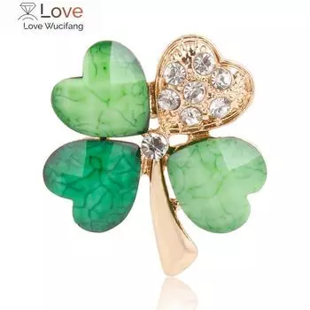 Зеленый Четырехлистный и Стразы Лацкан Булавки Или Броши Для Женщин Или Мужчин В Ассорти Дизайнов Свадебные Аксессуары Подарочные