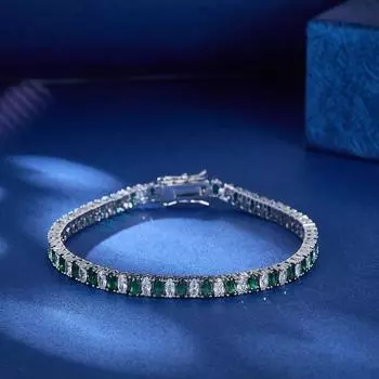 Зеленый циркон Белый кубический цирконий Браслеты-шармы для женщин Модный браслет белый/зелёный