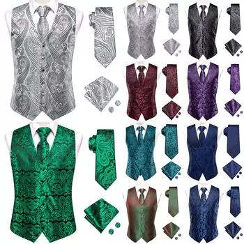 Зеленый Цветочный Мужской Жилет Рождественское Платье Жилет Костюм Ретро Смокинг Выпускного Вечера