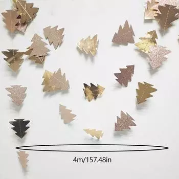 Зеленый цветочный венок в форме дерева Рождественская бумажная гирлянда Подвесная бумажная веревка Подвеска на рождественскую елку 2D шампанского