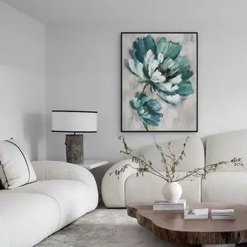 Зеленый цветок плакат печать на холсте стены книги по искусству ручная картина на холсте скандинавская гостиная фреска украшение стены дома картина 21x30cm No Frame