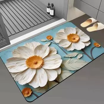 Зеленый цветок плоская поверхность бытовой ванной туалет абсорбирующий диатомовый грязевой напольный коврик нескользящий коврик для ног быстросохнущий Naked Eye 3D напольный коврик 40X60cm