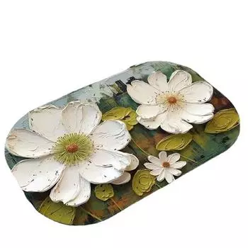 Зеленый цветок, плоский домашний туалет, ванная комната, водопоглощающий напольный коврик из диатомовой грязи, нескользящий коврик для ног, быстросохнущий невооруженным глазом, 3D напольный коврик 40*60CM