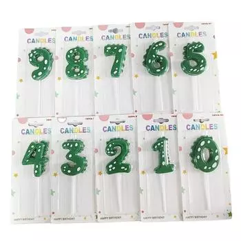 Зеленый динозавр цифры 0-9 С днем рождения торт свеча детский праздник мультфильм динозавр милый свеча украшение One Size