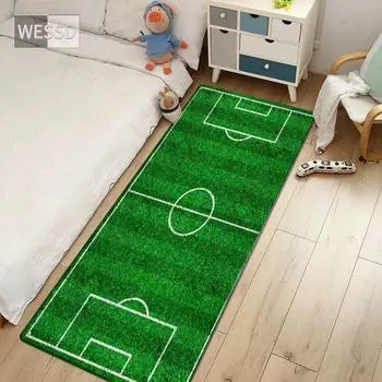 Зеленый футбольный коврик для мальчиков, 3D футбольное поле, детский ковер для спальни, мягкий прикроватный коврик, милый коврик для ванной комнаты, кавайный коврик для туалета, коврик для туалета 40x60cm