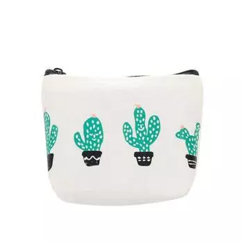 Зеленый холщовый кошелек с принтом кактуса для монет, мини-держатель для карт, кошелек на молнии, кошелек Lots of Cactus