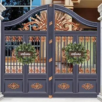 Зеленый искусственный эвкалиптовый венок с приветственным знаком 35/45 см, венки для входной двери, зеленый венок из листьев эвкалипта для украшения двери, стены, окна, фермерского дома 35cm