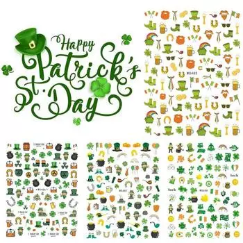 Зеленый клевер День Святого Патрика наклейки для ногтей водонепроницаемые наклейки для ногтей ирландского фестиваля