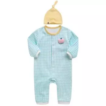 Зеленый костюм Bebe Baby Apple Check в космический костюм + шапка, размер 90, лучшая детская одежда в Корее