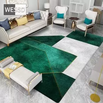 Зеленый коврик для гостиной с золотым геометрическим принтом для индивидуального оформления коридора и детской комнаты 40x60cm 1pcs