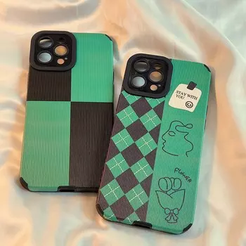 Зеленый кожаный мягкий силиконовый чехол для телефона Art Ins для Iphone 13 12 Pro Max 11 X XR Xsmax 7 8 Plus Shockp Защитный чехол Capa For iphone 13promax