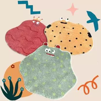 Зеленый, красный, желтый, милый плюшевый ковер с изображением монстра, пышный мягкий коврик, напольный коврик, ковер жёлтый