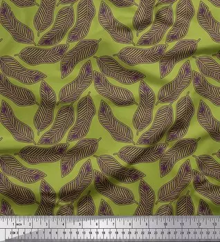 Зеленый креп-сатин Soimoi, японский креп, художественная ткань с принтом банановых листьев, 42 дюйма на метр 42 Inch Wide - Cotton Voile зелёный