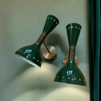 Зеленый латунный Diablo Sputnik Stilnovo двойной бра | Современное освещение середины века, светильник для туалетного столика для любой комнаты, ванной комнаты, кухни