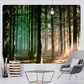 Зеленый лес, большой размер, психоделическая сцена, домашний декор, гобелен, настенный декор в стиле бохо, простыни в стиле хиппи, пляжный коврик 70X100cm