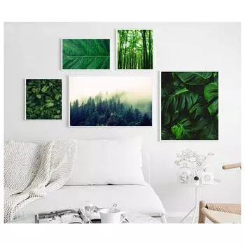 Зеленый лес, листья, туманная гора, цитирует, настенное искусство, холст, картина, скандинавский постер 21cm30cm NoFrame