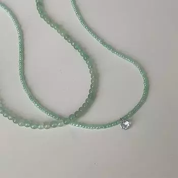 Зеленый маленький свежий натуральный камень бисерное ожерелье женское простое высококачественное нишевое уникальное индивидуальное модное ожерелье на шею ключичная цепочка