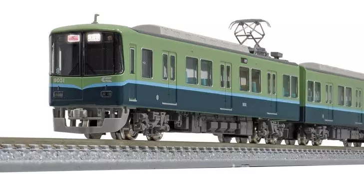 Зеленый Max N Gauge Keihan 9000 Series Old Paint 9001 Formation Formation Set with Power 31728 Железнодорожная модель поезда 8-вагонный