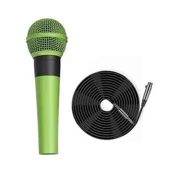 Зеленый микрофон, ручной микрофон, профессиональный динамический микрофон с переключателем, подходит для записи живых выступлений