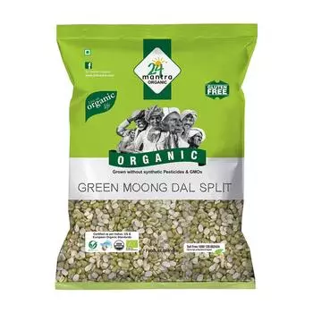 Зеленый Мунг Дал (500 г), Green Moong Dal, 24 Mantra Organic