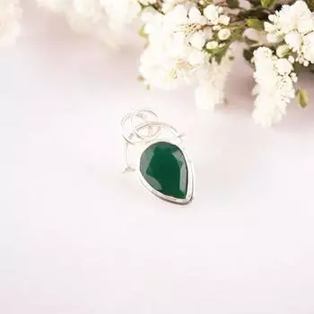 Зеленый Оникс Драгоценный Камень 925 Стерлинговое Серебро Ювелирные Изделия Ручной Работы Подвеска Подарок Подружке Невесты PP-56-21