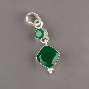 Зеленый Оникс Драгоценный Камень 925 Стерлинговое Серебро Женский Подарок Ювелирное Изделие Ручной Работы Подвеска PP-9-16