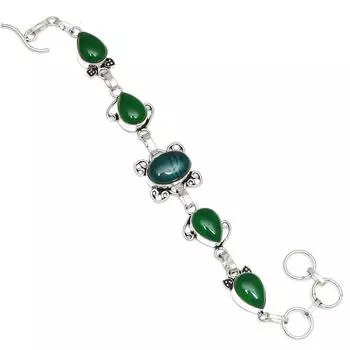 Зеленый оникс драгоценный камень подарок для матери серебряный ювелирный браслет 7-8