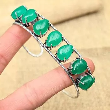 Зеленый оникс, драгоценный камень, ювелирные изделия ручной работы из стерлингового серебра 925 пробы, прекрасный регулируемый браслет для женщин