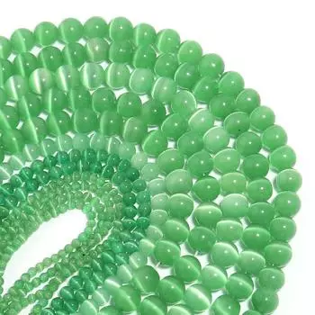 Зеленый опал, круглые бусины из свободного камня для изготовления ювелирных изделий, браслет-подвеска «сделай сам», 15 дюймов, нить Dia 4mm