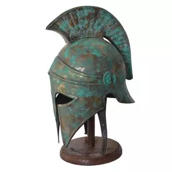 Зеленый патинированный шлем в греческом средневековом римском стиле центуриона для ролевой игры с бесплатной подставкой для дисплея в подарок для него 18 Inches кислотные зеленого