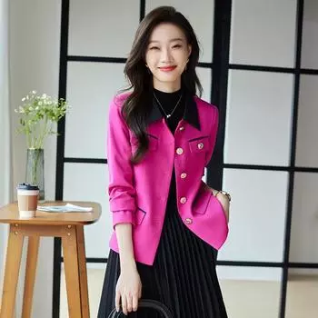 Зеленый пиджак Xiaoxiangfeng 2024 весна и осень новый модный темперамент короткий костюм повседневный топ S зелёный