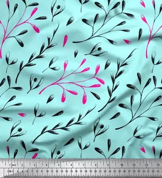 Зеленый поли креп Soimoi, европейские семена ясеня, листья, принты на ткани по метрам, 42 дюйма 42 Inch Wide - Poly Crepe зелёный