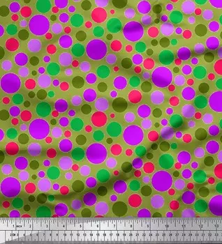 Зеленый поли креп Soimoi, швейная ткань в горошек с принтом BTY, 42 дюйма 42 Inch Wide - Poly Crepe зелёный