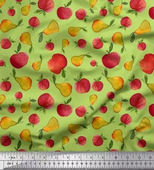 Зеленый поли креп Soimoi, ткань с фруктовым принтом, ширина 42 дюйма по метрам 42 Inch Wide - Poly Crepe зелёный