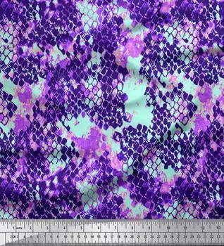 Зеленый поли креп Soimoi, ткань с принтом из змеиной кожи животного, метр, 42 дюйма 42 Inch Wide - Poly Crepe зелёный